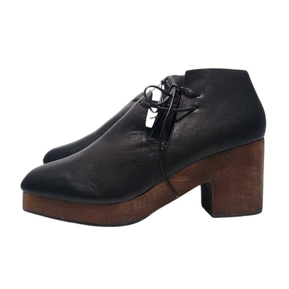 Kelsi Dagger Brooklyn North Ankle Boot Clog Black Leather Wooden Heels Size 8 - Picture 5 of 8